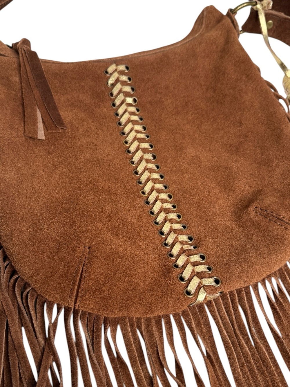 Idyllwind Brown Leather Suede Fringe Crossbody - Picture 5 of 8